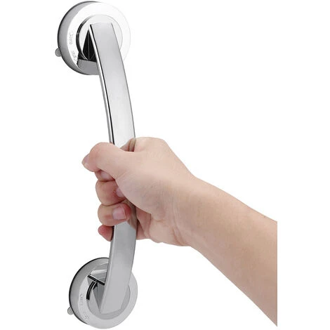 Bath Grab Bar Bathroom Handle Rail Handle Suction Cup Shower Grab Bar Safety Bar Tub Glass Door Non-Slip Handrail (Silver)