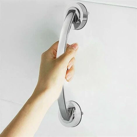 Bath Grab Bar Bathroom Handle Rail Handle Suction Cup Shower Grab Bar Safety Bar Tub Glass Door Non-Slip Handrail (Silver) - Image 2