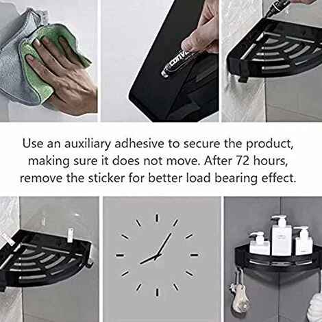 Shower Corner Shelf, Corner Shower Shelf, Aluminum Free Corner Shower Shelf With Two Shower Hook Brackets - Image 3