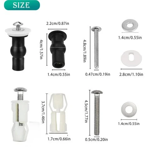 4 Pcs Toilet Seat Hinge Fasteners, Toilet Lid Expansion Screws Toilet Seat Fastener Toilet Seat Screws Set, Toilet Lid Replacement Parts - Image 2