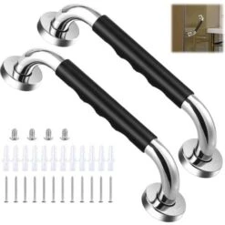 2 Pieces Bathtub Handle, 33cm Anti-Slip Bathroom Grab Bar, Wall-Mounted Stainless Steel Grab Bar Shower Handle For Elderly/Disabled/Children/Pregnant,Handle Grab Bar Safety Bathtub Toilet Shower