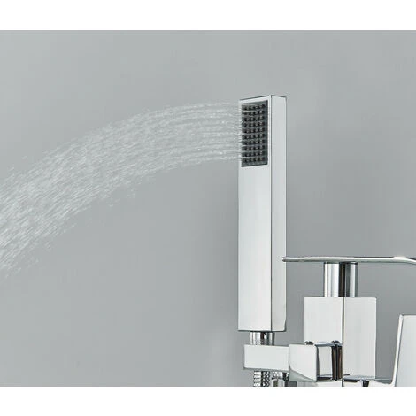 Robinet Baignoire Ilot Autoportante Mitigeur Baignoire Robinet Baignoire Îlot Bain Mélangeur Sur Pied Avec Douchette Chromé - Image 5