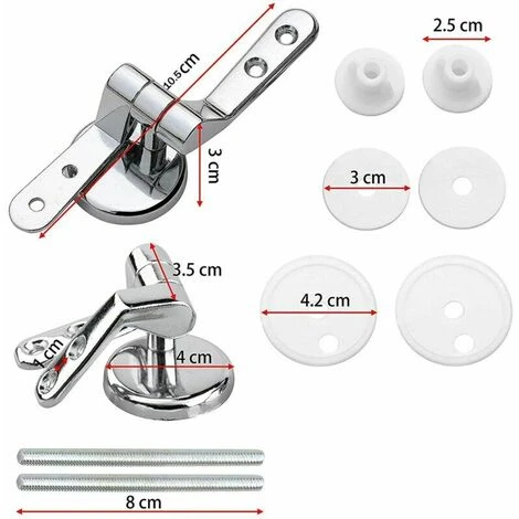 Toilet Seat Hinge, Set Of 2 Replacement Toilet Seat Hinges With Zinc Alloy Fixings - Image 2