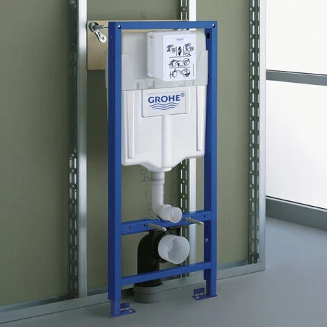 Grohe Toilet Set Rapid SL Support Frame + Serel SP26 Rimless Toilet, Invisible Fixings + Softclose Seat + Chrome Plate - Image 2