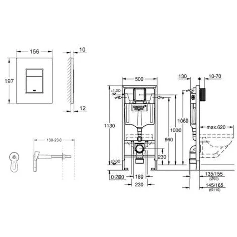 Grohe Toilet Set Rapid SL Support Frame + Serel SP26 Rimless Toilet, Invisible Fixings + Softclose Seat + Chrome Plate - Image 4