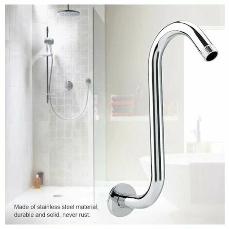 S Shape Shower Arm - 201 Stainless Steel 8 Curved S Shape Shower Arm For Bathroom Accessories - Image 3