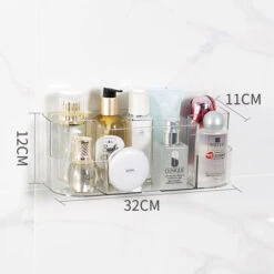 Toothbrush Holder,Toothbrush Caddy With Compartment,Shower Caddy,Bathroom Storage,Wall Mounted Adhesive Storage For Bathroom,Kitchen No Drilling,Clear Plastic