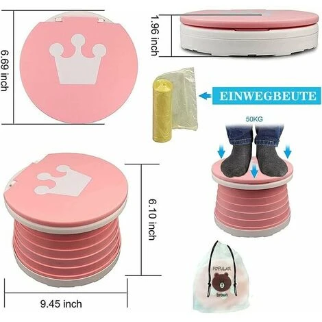 Folding Children's Toilet, Travel Potty (pink) 245CM - Image 2