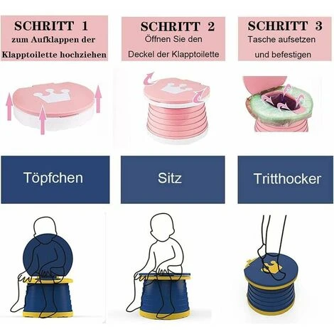 Folding Children's Toilet, Travel Potty (pink) 245CM - Image 3