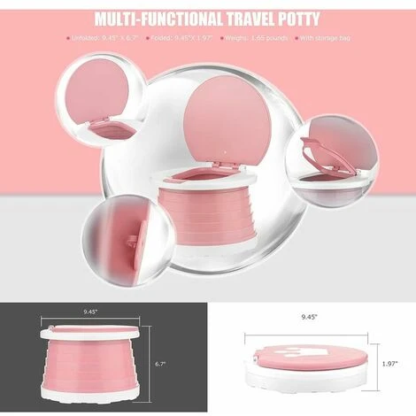 One Piece Infant Potty Potty Baby Child Potty Portable Foldable Potty Kids Travel Toilet Learning Cleaning Kids Boys Girls Car Potty Indoor Outdoor Park Camping (Pink) - Image 5