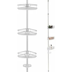 4 Tier Tension Corner Shower Caddy Rustproof Aluminum Bathroom Storage Shelves
