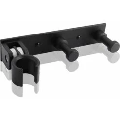 Universal Shower Holder With 2 Hooks, Aluminum Alloy Adjustable Wall Mounted Shower Holder, Self Adhesive Shower Head Holder For Shower Hose