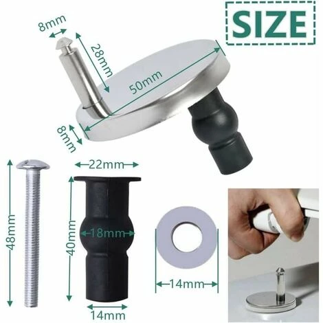 2 Pack Top Mount Toilet Seat Hinges Quick Release Blind Hole Toilet Seat Hinges Replacement Accessories Extension Rubber Screws With 50 Base - Image 2