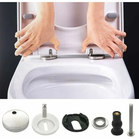 2 Pack Top Mount Toilet Seat Hinges Quick Release Blind Hole Toilet Seat Hinges Replacement Accessories Extension Rubber Screws With 50 Base - Image 5