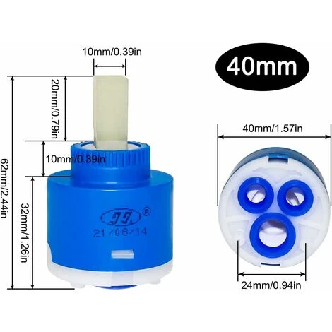 Ceramic Cartridge Ceramic Cartridge 40mm Inner Controller Replacement Cartridge Mixer Tap Cartridge For Bathroom Mixer Tap Blue (40mm) - Image 2