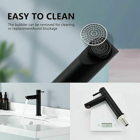 Bathroom Faucet Cold Water Only Matte Black Bathroom Sink Faucet Modern Style Stainless Steel Cold Water Faucet, Applicable Scope(Bathroom,Sink,Basin,Toilet) Thsinde - Image 2