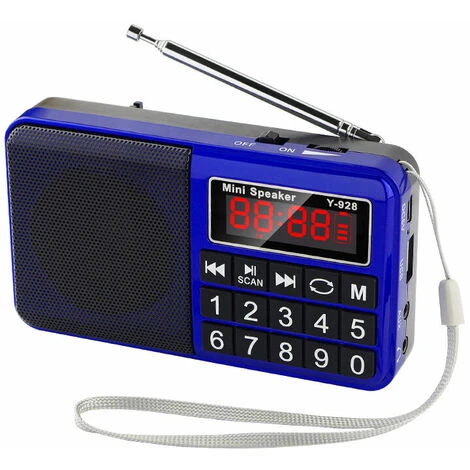 FM/AM(MW)/SW/USB/Micro-SD/MP3 Portable Radio, Radio Set With Large Buttons And Large Display, Portable Radio Rechargeable 1200 MAh Battery (Blue) - Image 3