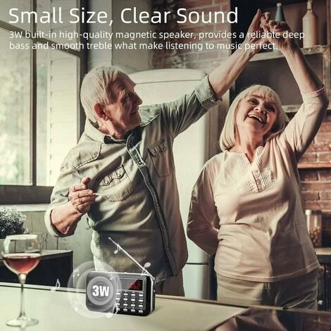 AM/FM Portable Radio, Radio Set With Emergency Light, Micro SD/AUX/USB Support, 1200mAh Rechargeable Battery - Image 3