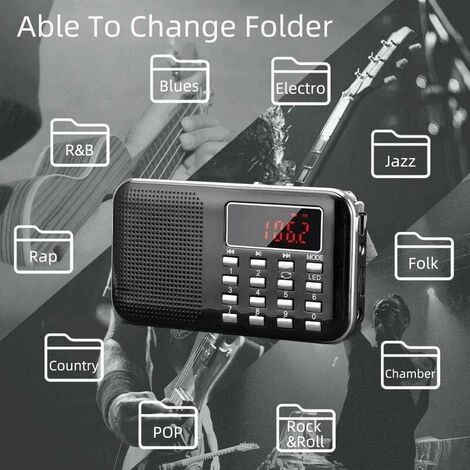 AM/FM Portable Radio, Radio Set With Emergency Light, Micro SD/AUX/USB Support, 1200mAh Rechargeable Battery - Image 4