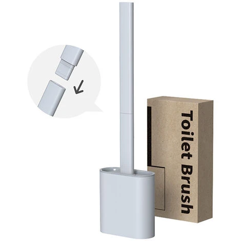 Flex Silicone Toilet Brush With Holder, Deep Cleaning Toilet Brush With Non-Slip Plastic Handle, Folding Bowl Head For Cleaning The Toilet Corner,Grey