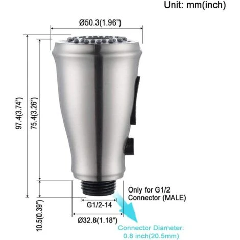 Kitchen Tap Spray Head, 3 Modes Taps Aerator With Control Button Anti-Splash Universal G 1/2 Pull Out Sink Tap Sprayer Attachment Water Saving,Electroplated Silver - Image 2