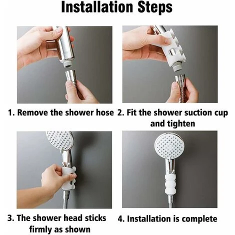 Handheld Shower Holder, 2 Pieces Wall Mount Bracket Silicone Suction Cup No Drilling Needed For Marble Glass Metal Ceramic - Image 4