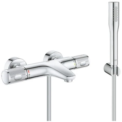 Grohe Bath/shower Set Precision Feel Thermostatic Mixer + Euphoria Cosmopolitan 1 Jet Stick Shower, Chrome (34788000-Euphoria)