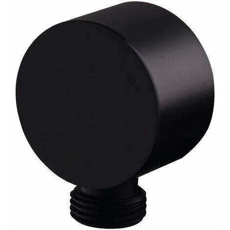 Orchid-Shower Outlet Shower Hose Fitting Round Wall Connection Elbow (Black)