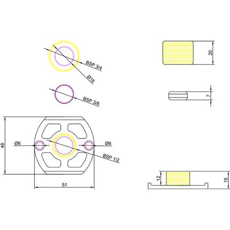 Shower Bar Mixer Valve Easy Wall Fixing Kit Chrome Exp Solid Brass Concealed - Image 2