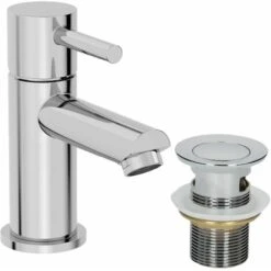 Modern Bathroom Mini Mono Basin Mixer Tap Chrome Waste