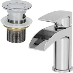 Waterfall Bathroom Mono Basin Mixer Tap Waste Modern Chrome