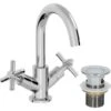 Bathroom Mono Basin Mixer Tap Waste Modern Cross Head Handle